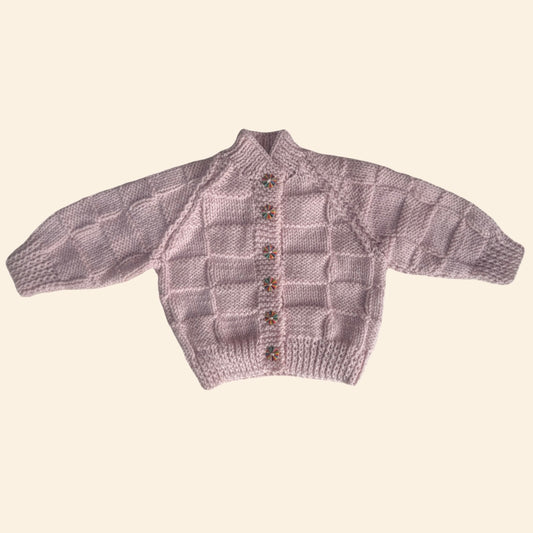 blush pink 3-6 month hand knit cardigan