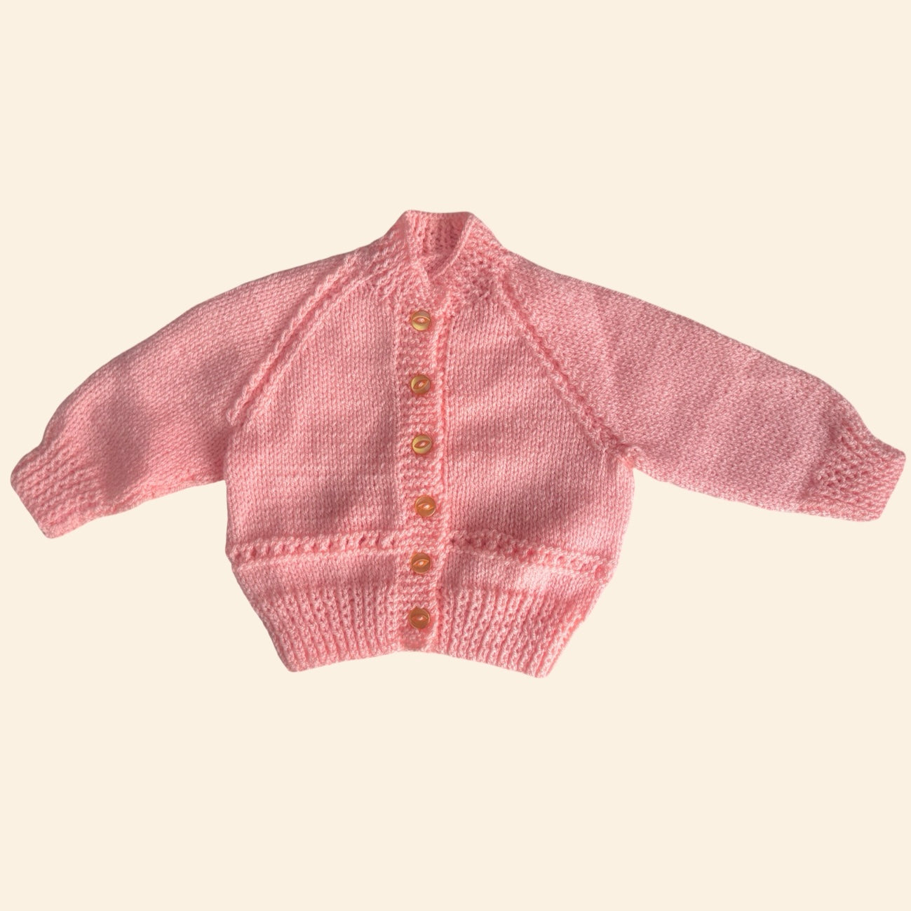 apricot 6-12 month hand knit cardigan
