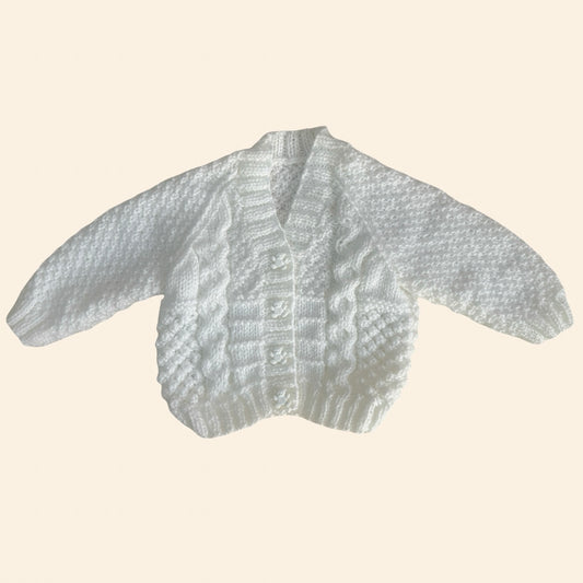 ivory 3-6 month hand knit cardigan