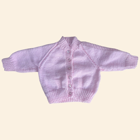 soft pink 3-6 month hand knit cardigan