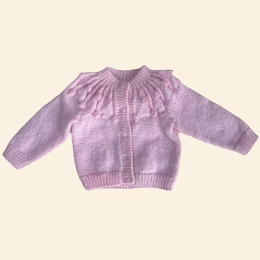 blush pink 3-6 month hand knit cardigan
