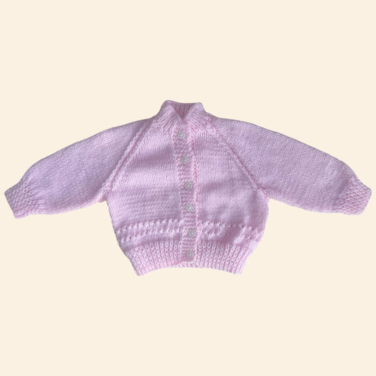 soft pink 3-6 month hand knit cardigan
