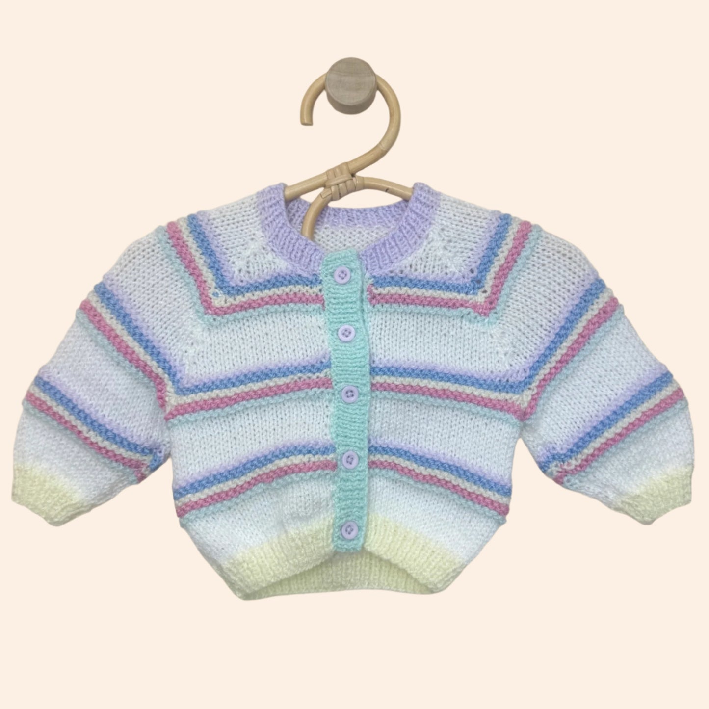 colourful stripe 3-6 month hand knit cardigan