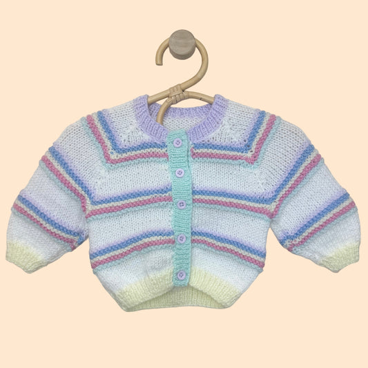 colourful stripe 3-6 month hand knit cardigan