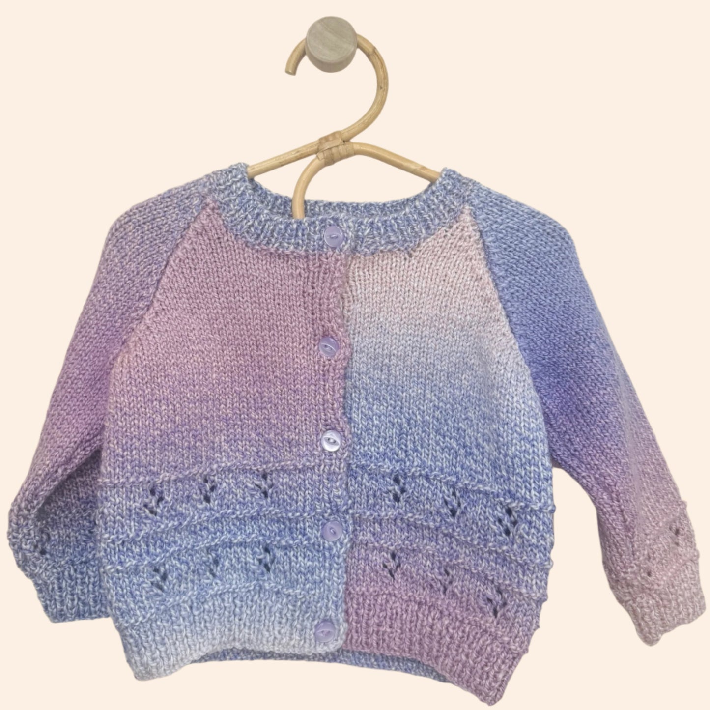 pink rainbow 6-12 month hand knit cardigan