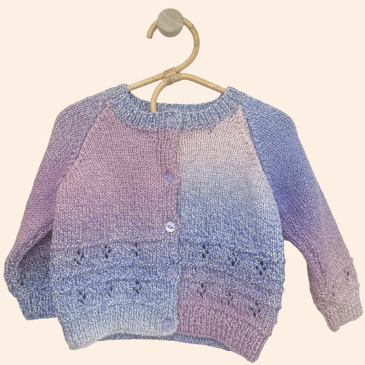 pink rainbow 6-12 month hand knit cardigan