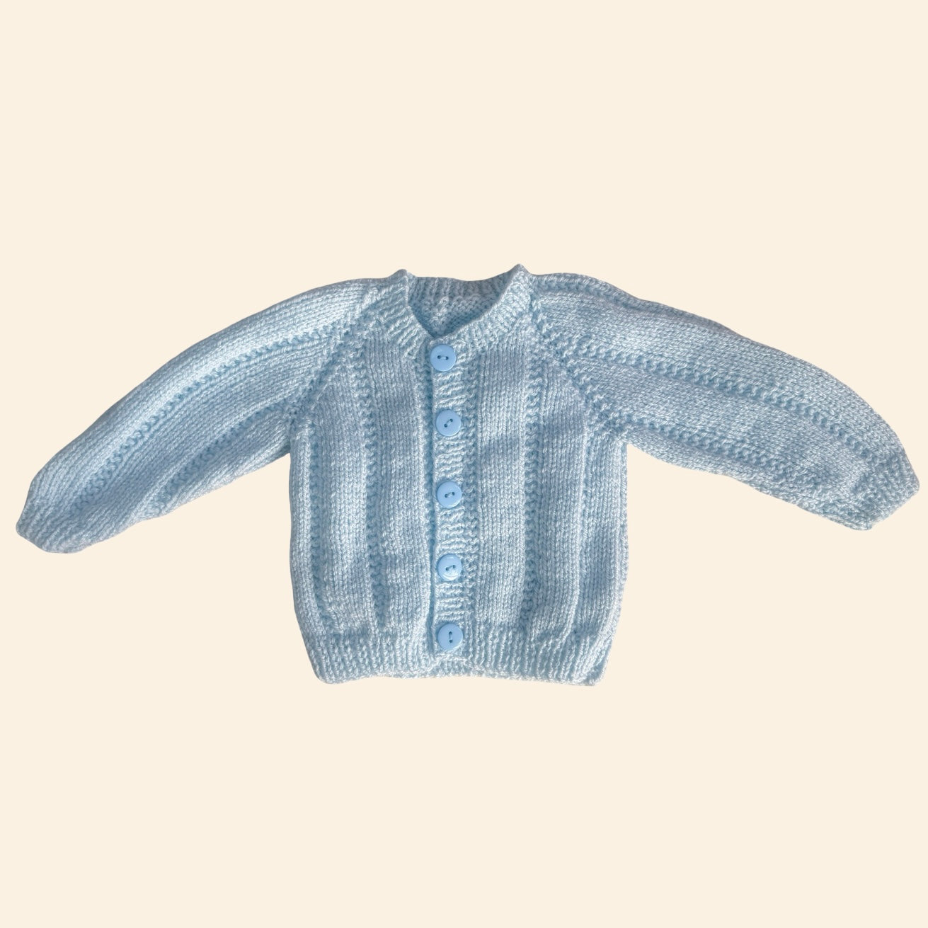 baby blue 0-3 month hand knit cardigan