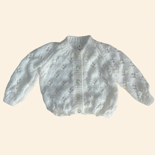 cream 3-6 month hand knit cardigan