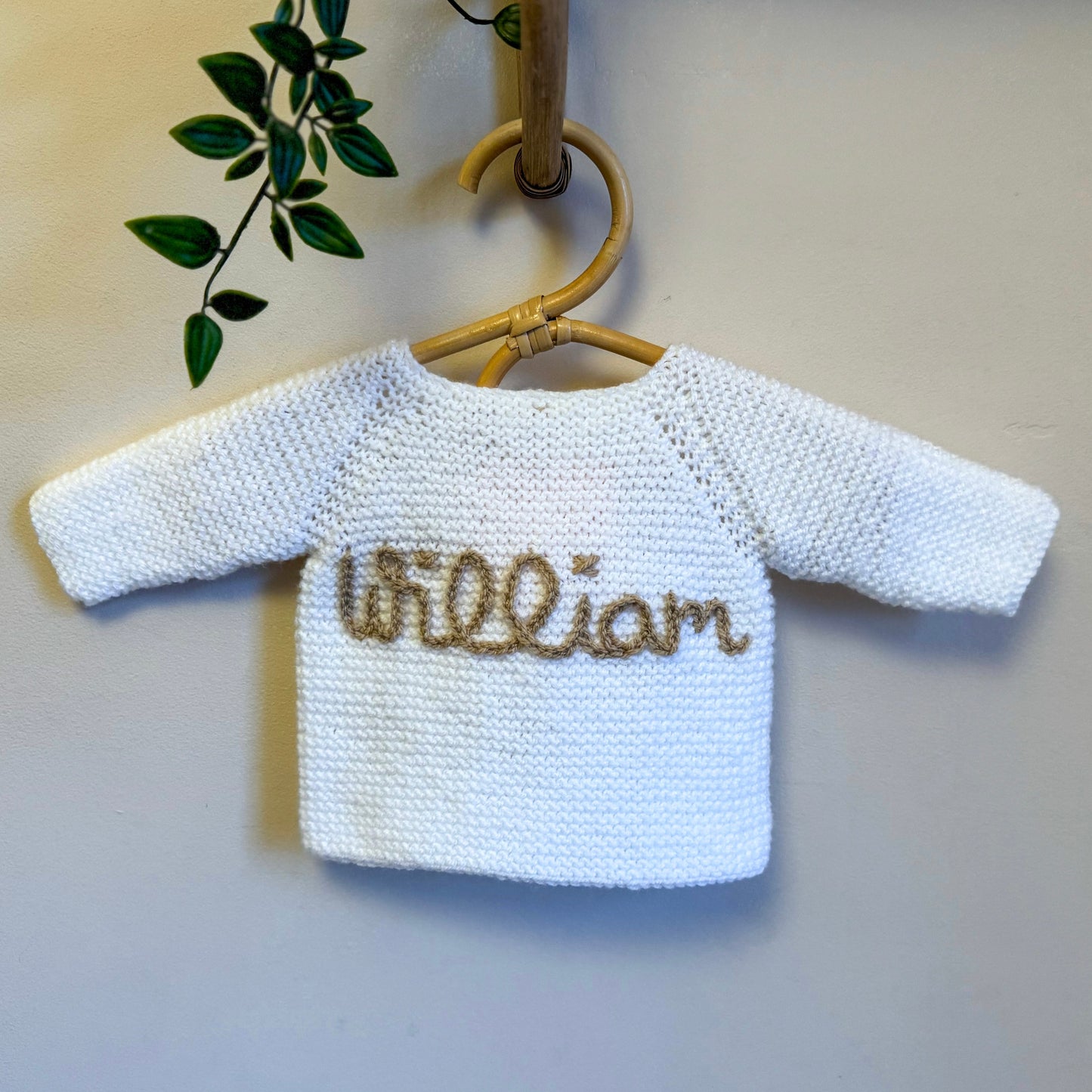 brown stripe newborn hand knit cardigan