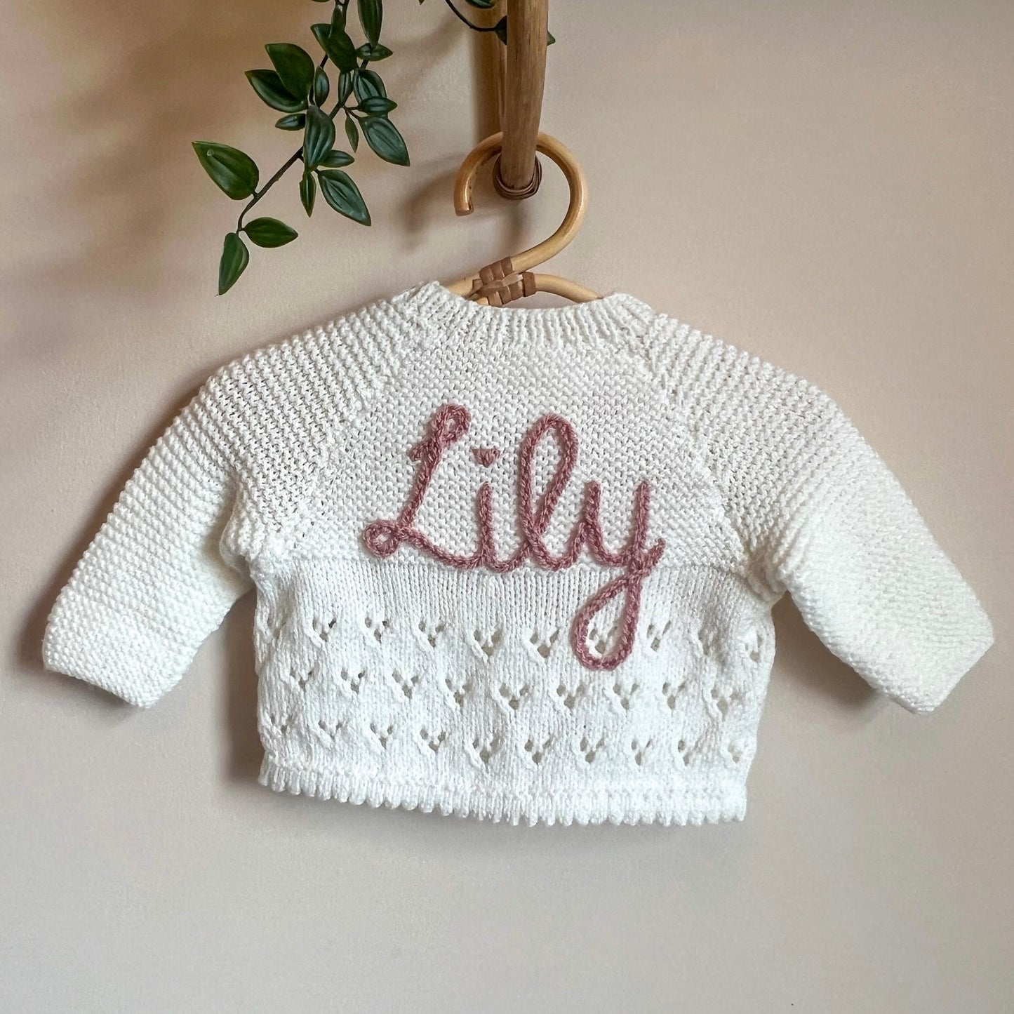 cream 3-6 month hand knit cardigan