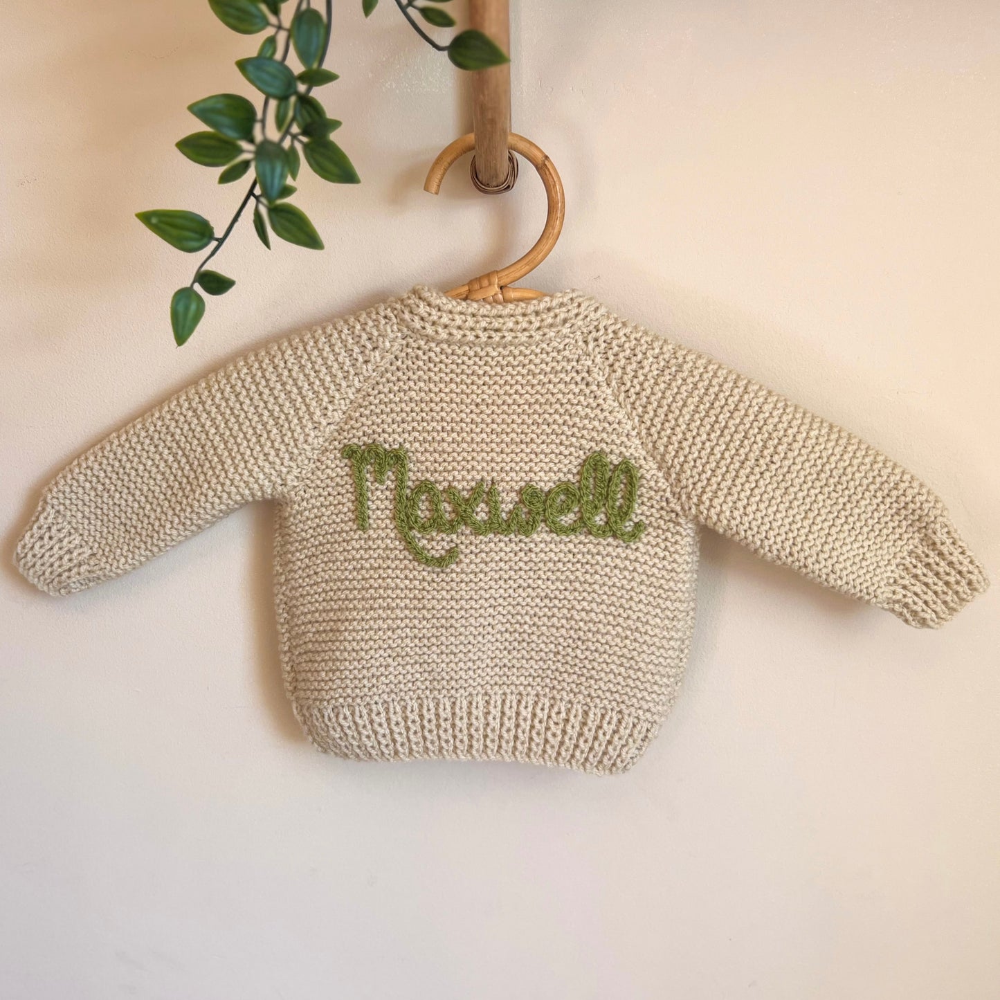 brown stripe newborn hand knit cardigan