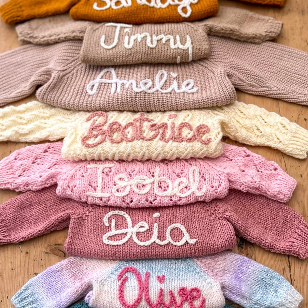 cream 3-6 month hand knit cardigan