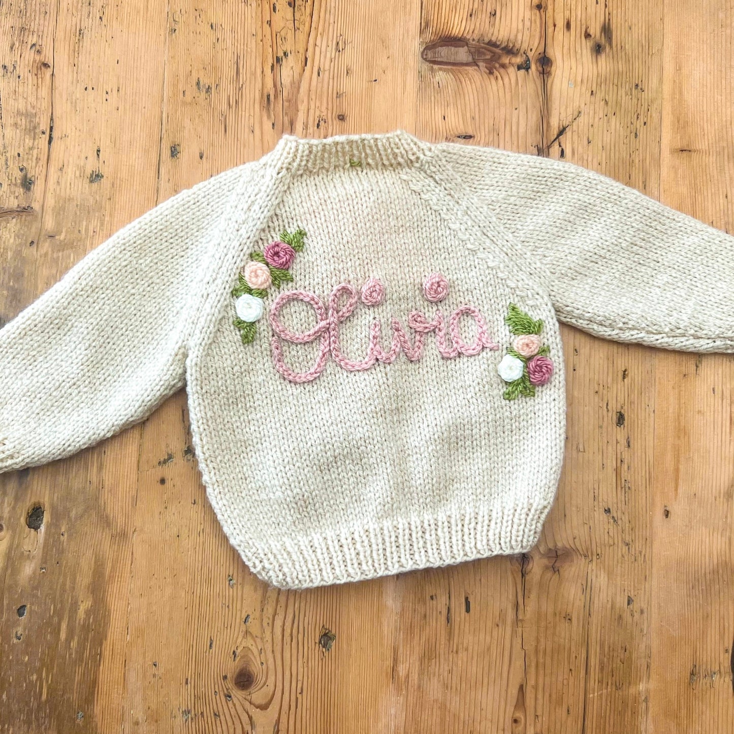 apricot pink 0-3 month hand-knit cardigan (Copy)