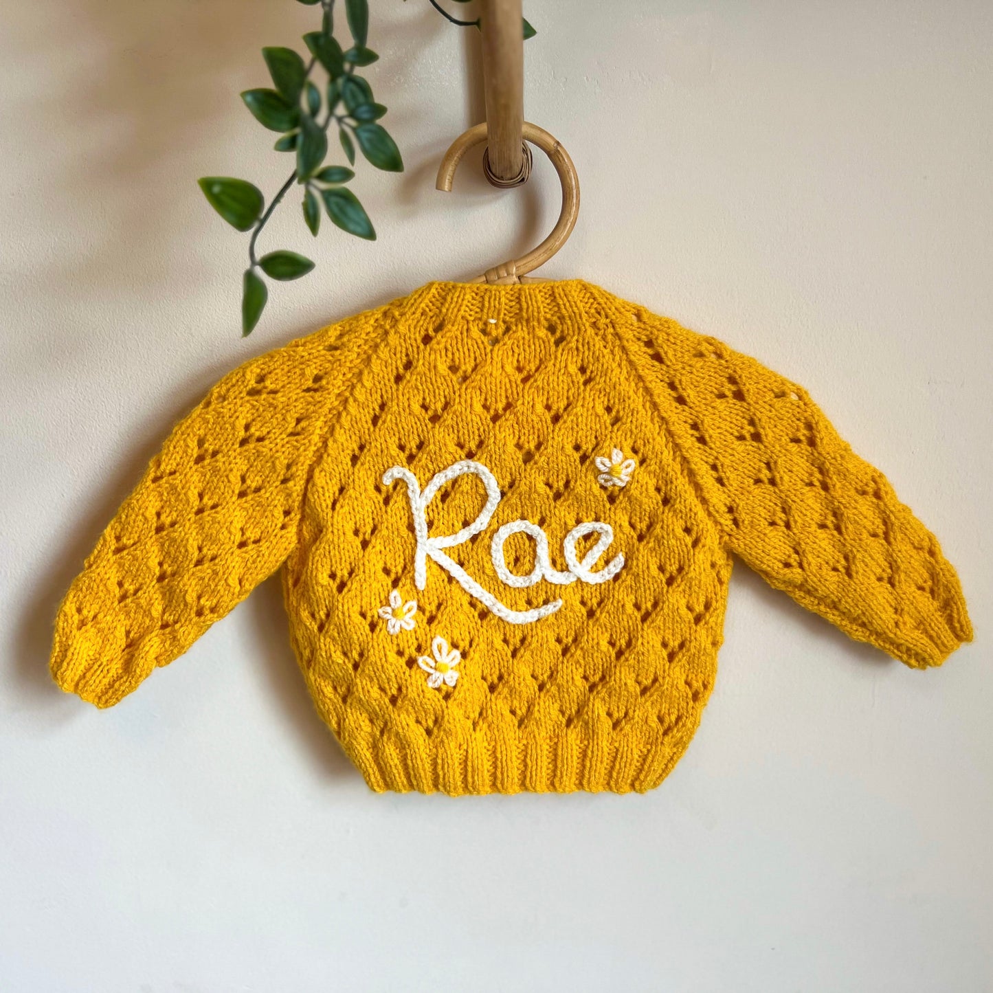 cream 3-6 month hand knit cardigan