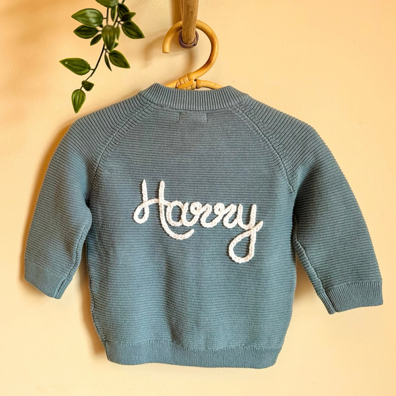forest green 1-2 years hand knit cardigan