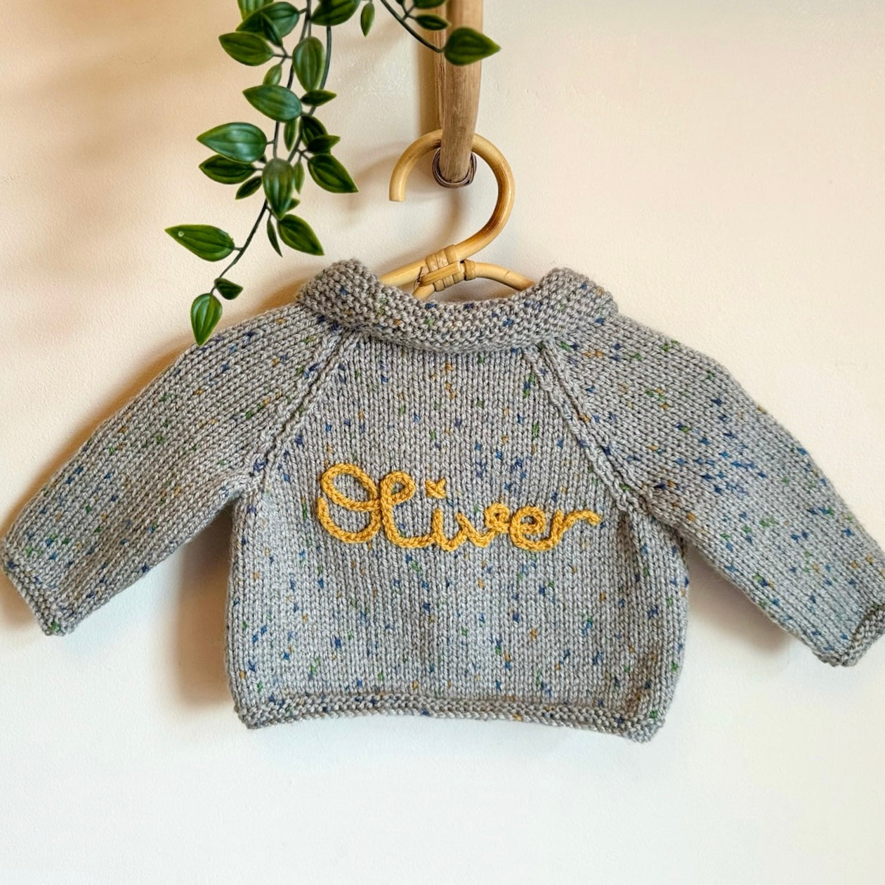 cream 3-6 month hand knit cardigan