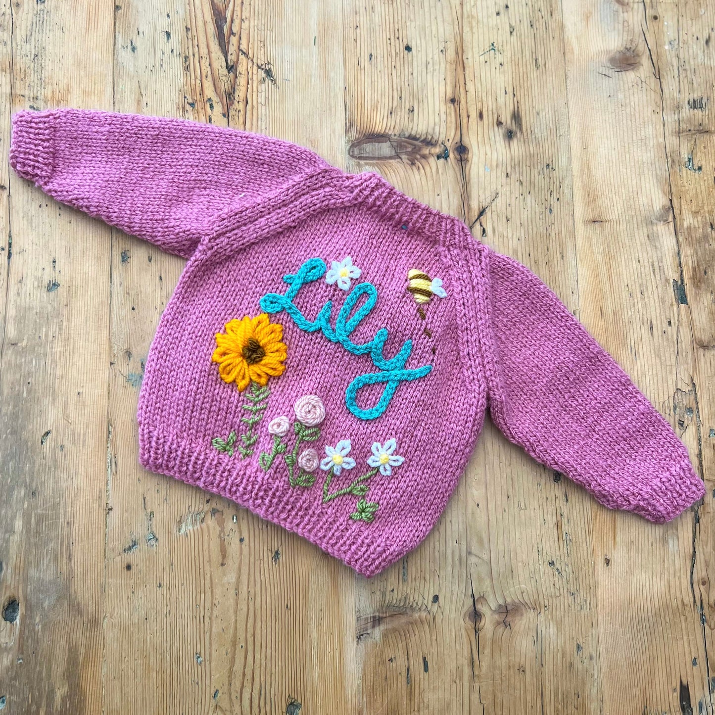 cream 3-6 month hand knit cardigan