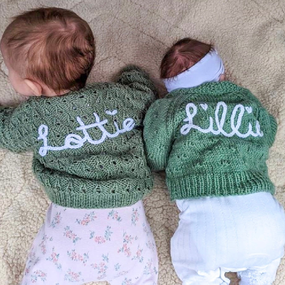 cream 3-6 month hand knit cardigan