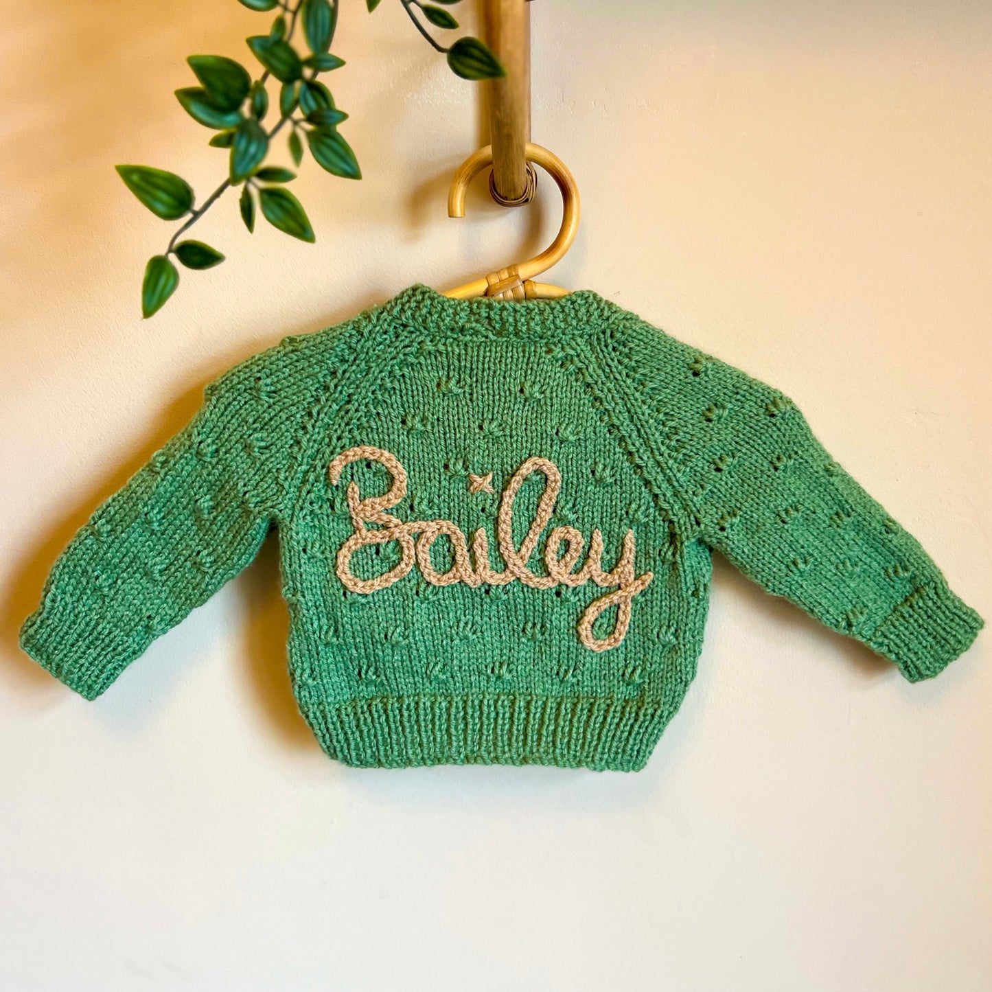 cream 3-6 month hand knit cardigan