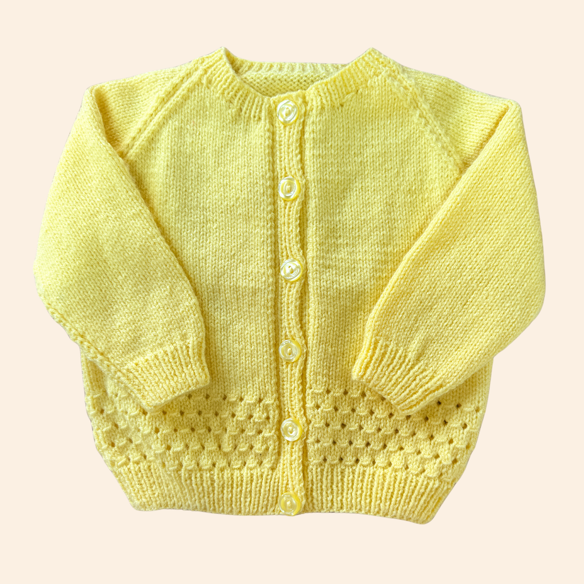 buttercup yellow 1-2 years hand knit cardigan