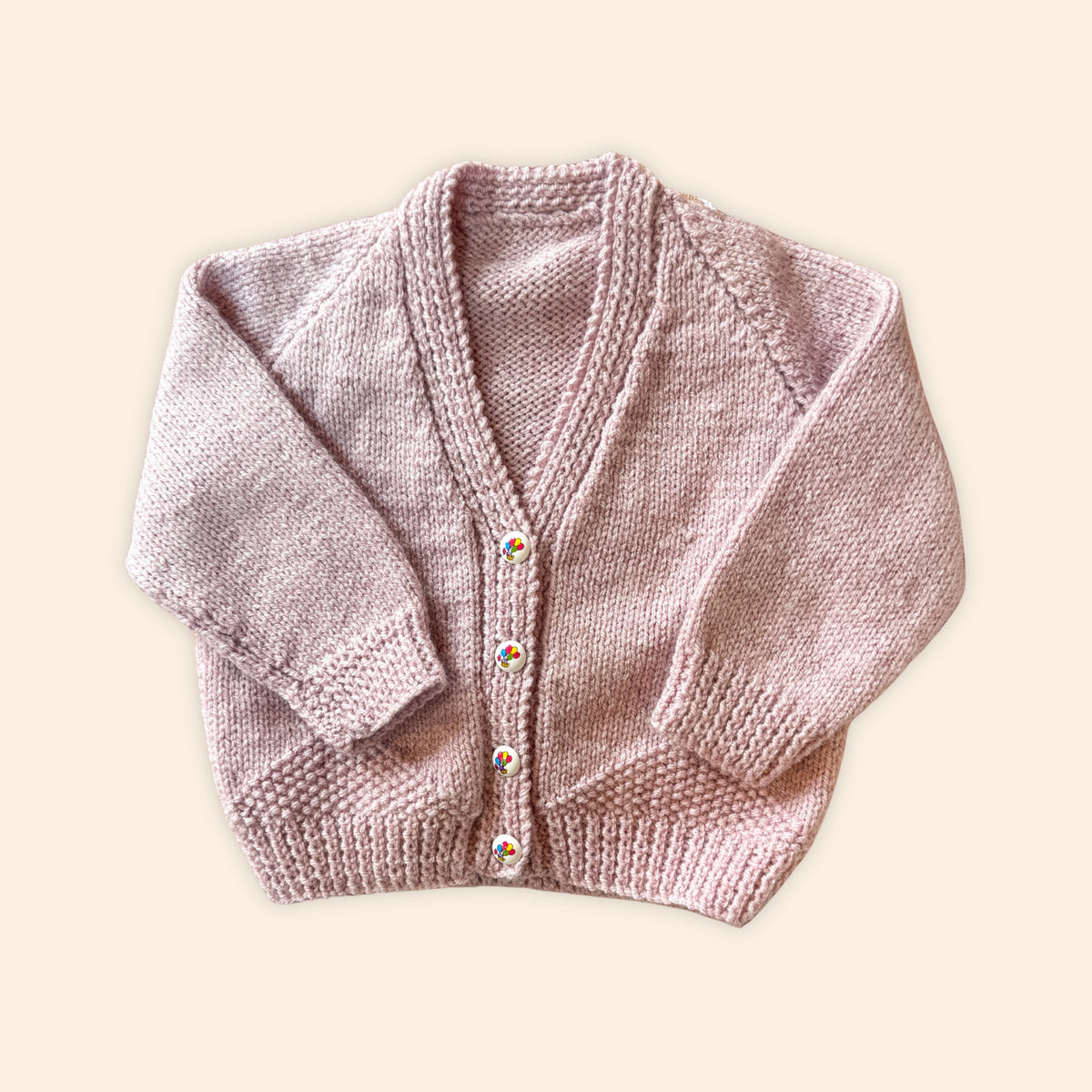 mauve purple 1-2 years hand knit cardigan