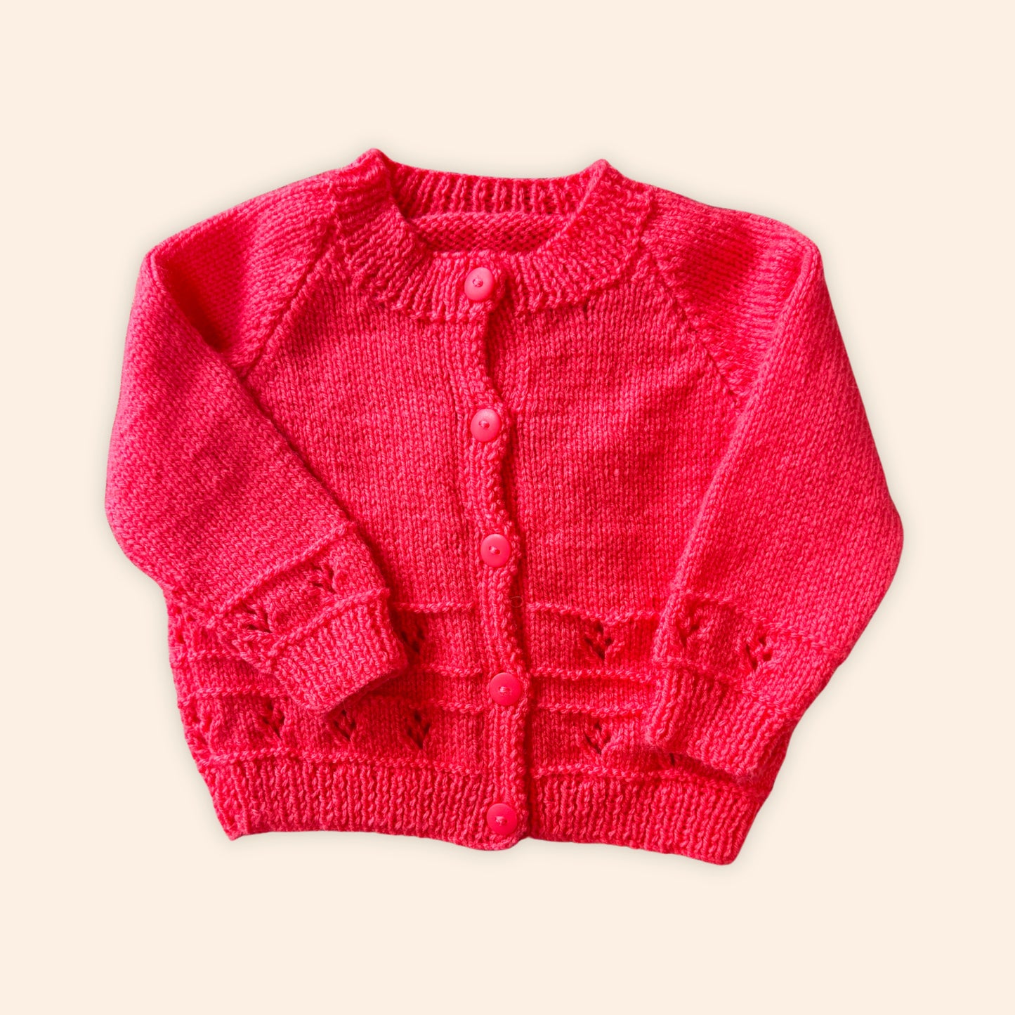 coral 1-2 years hand knit cardigan