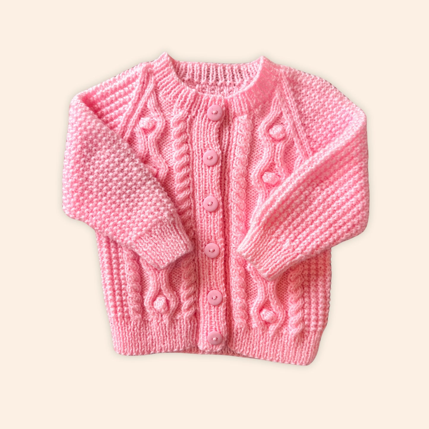 pink sparkle 6-12 month hand knit cardigan