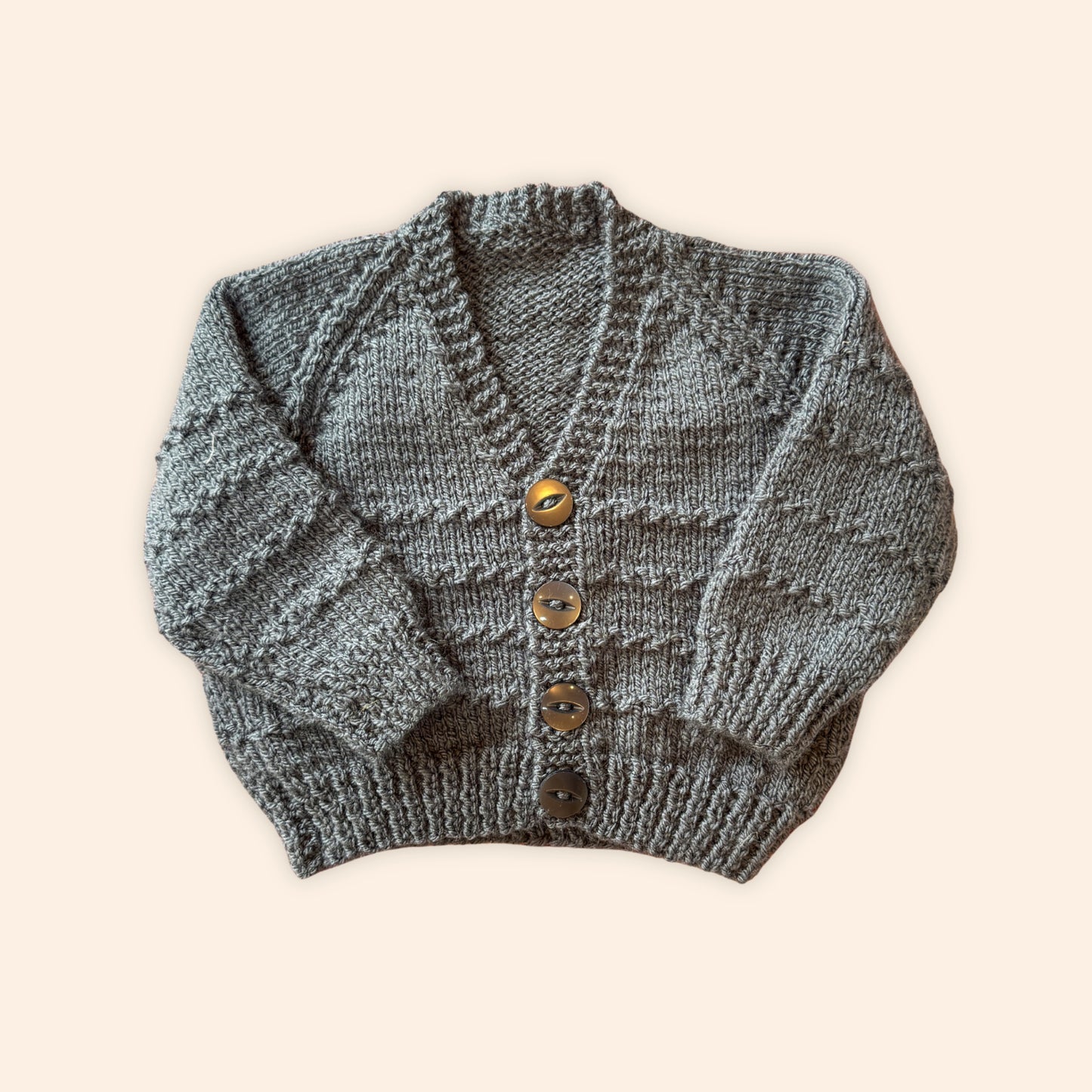 grey 6-12 month hand knit cardigan