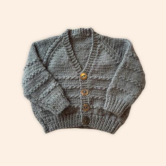 grey 6-12 month hand knit cardigan