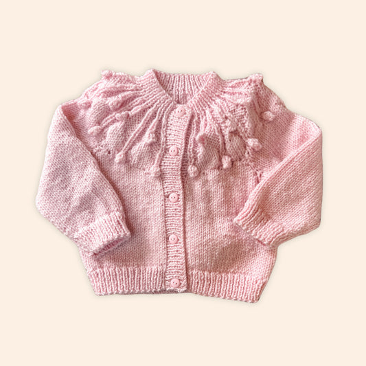 Blush pink 3-6 month hand knit cardigan