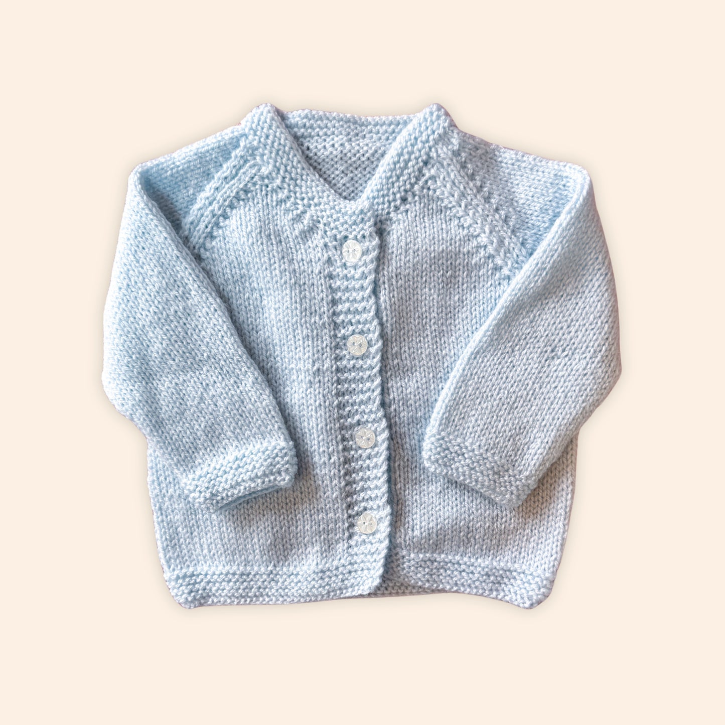 Baby blue 3-6 month hand knit cardigan