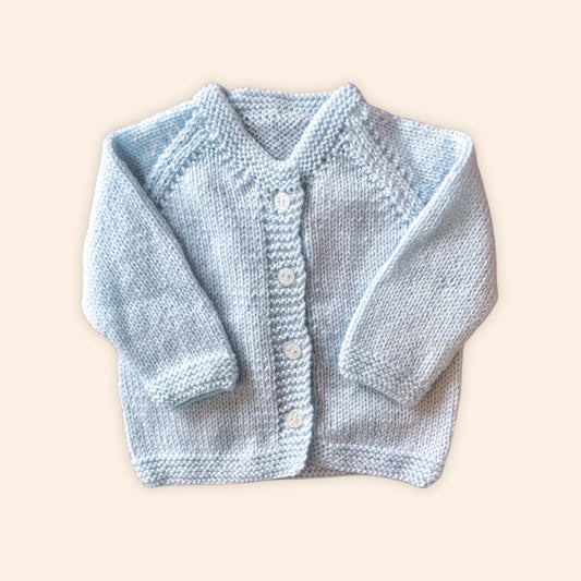 Baby blue 3-6 month hand knit cardigan