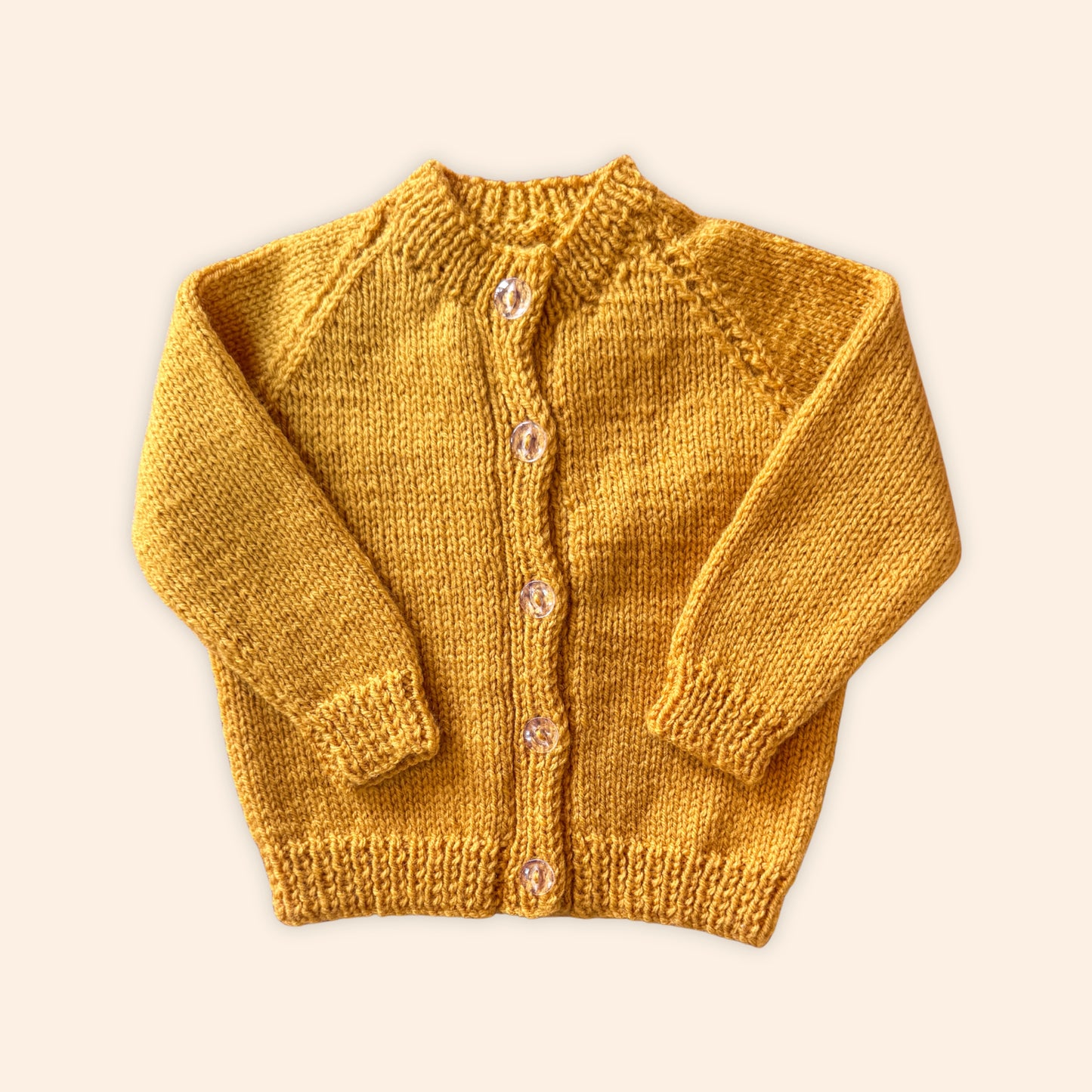 mustard 3-6 month hand knit cardigan