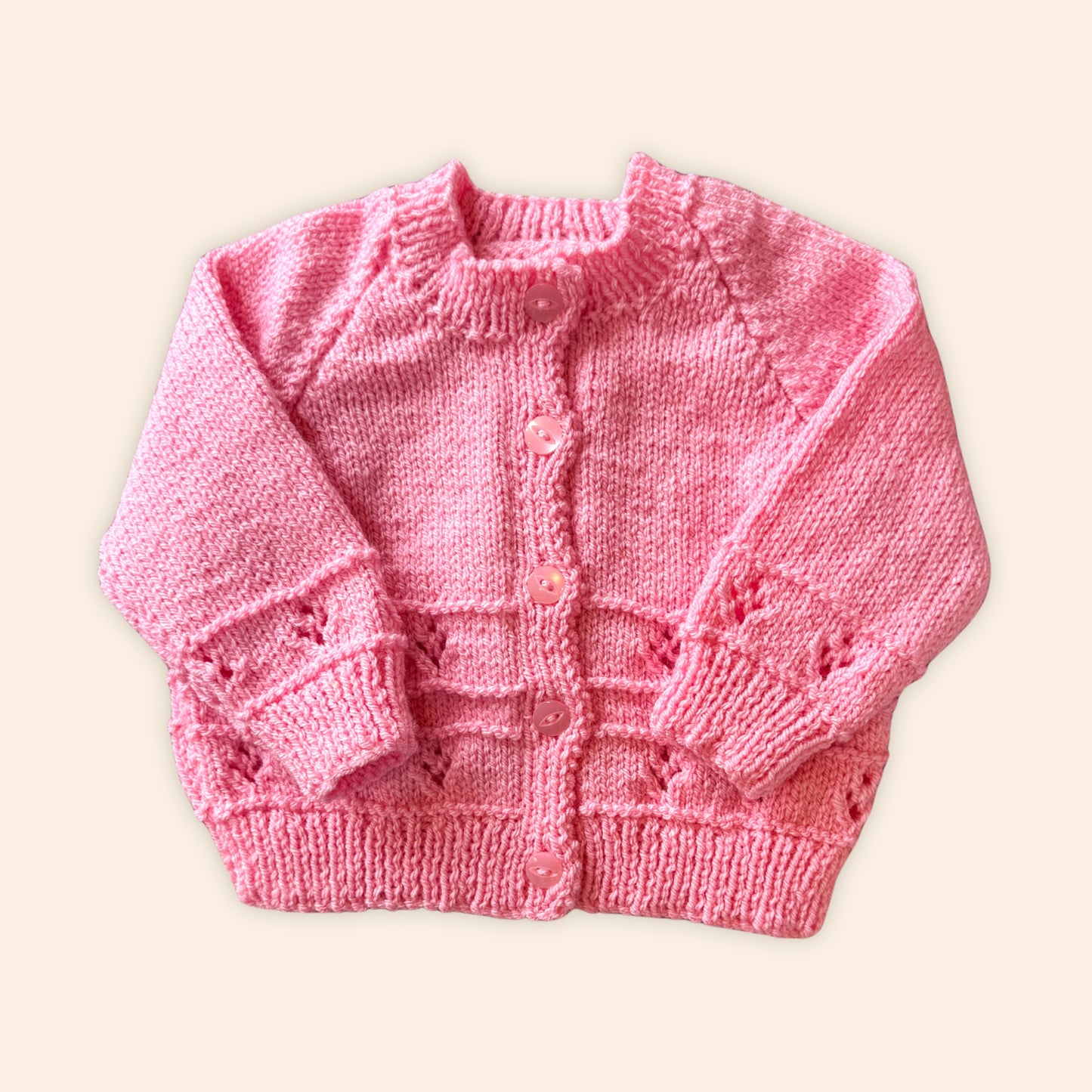 pink 6-12 month hand knit cardigan