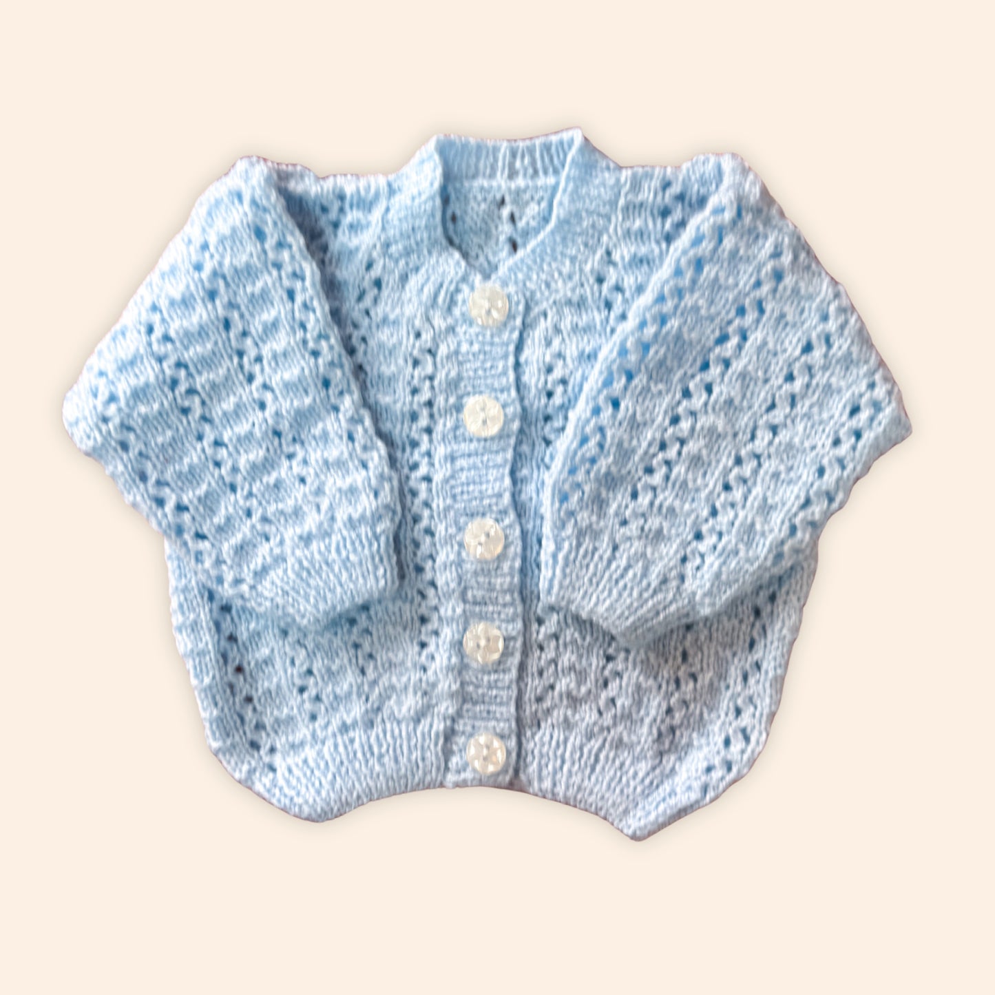 baby blue 0-3 month hand knit cardigan
