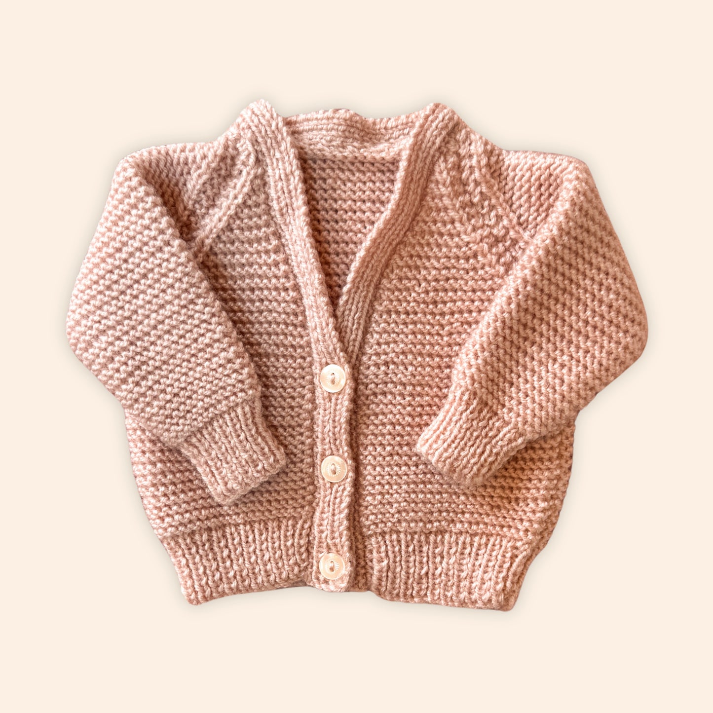 blush pink 0-3 month hand knit cardigan