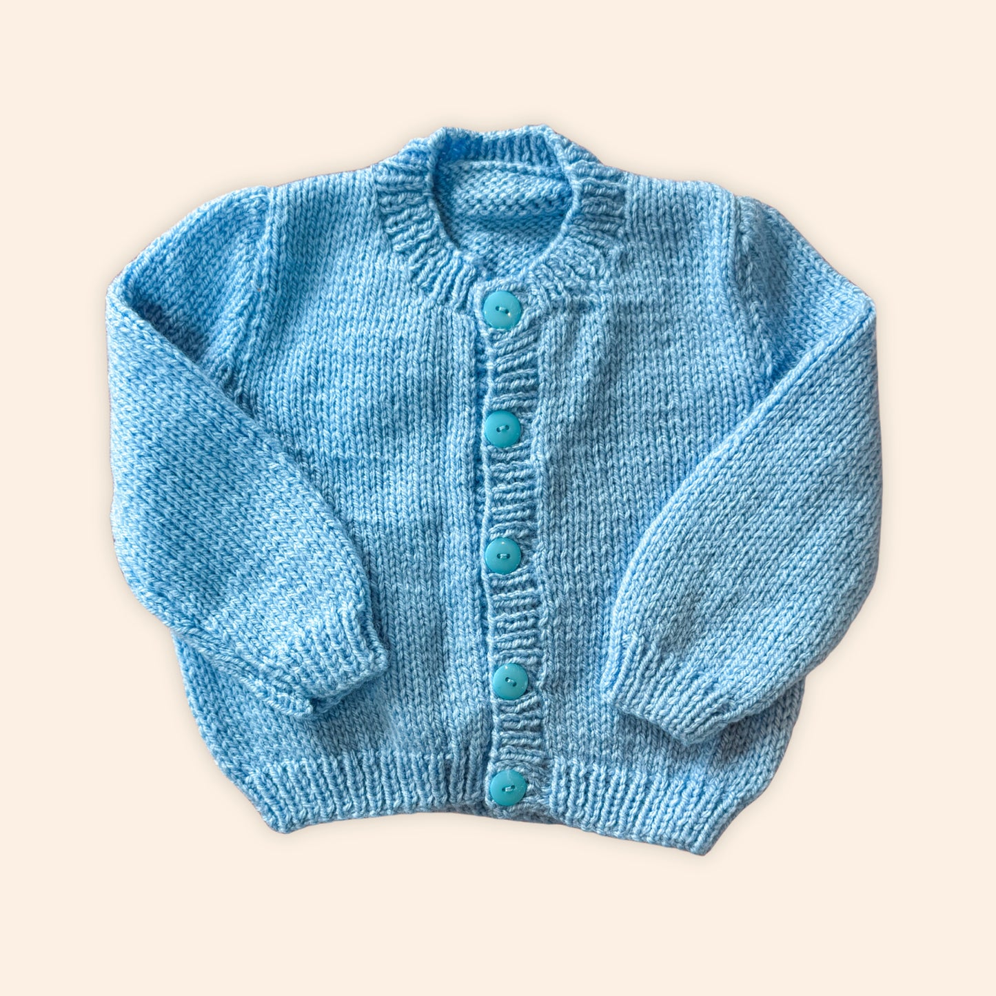 blue 6-12 month hand knit cardigan