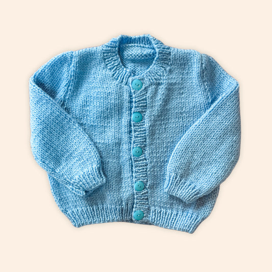 blue 6-12 month hand knit cardigan