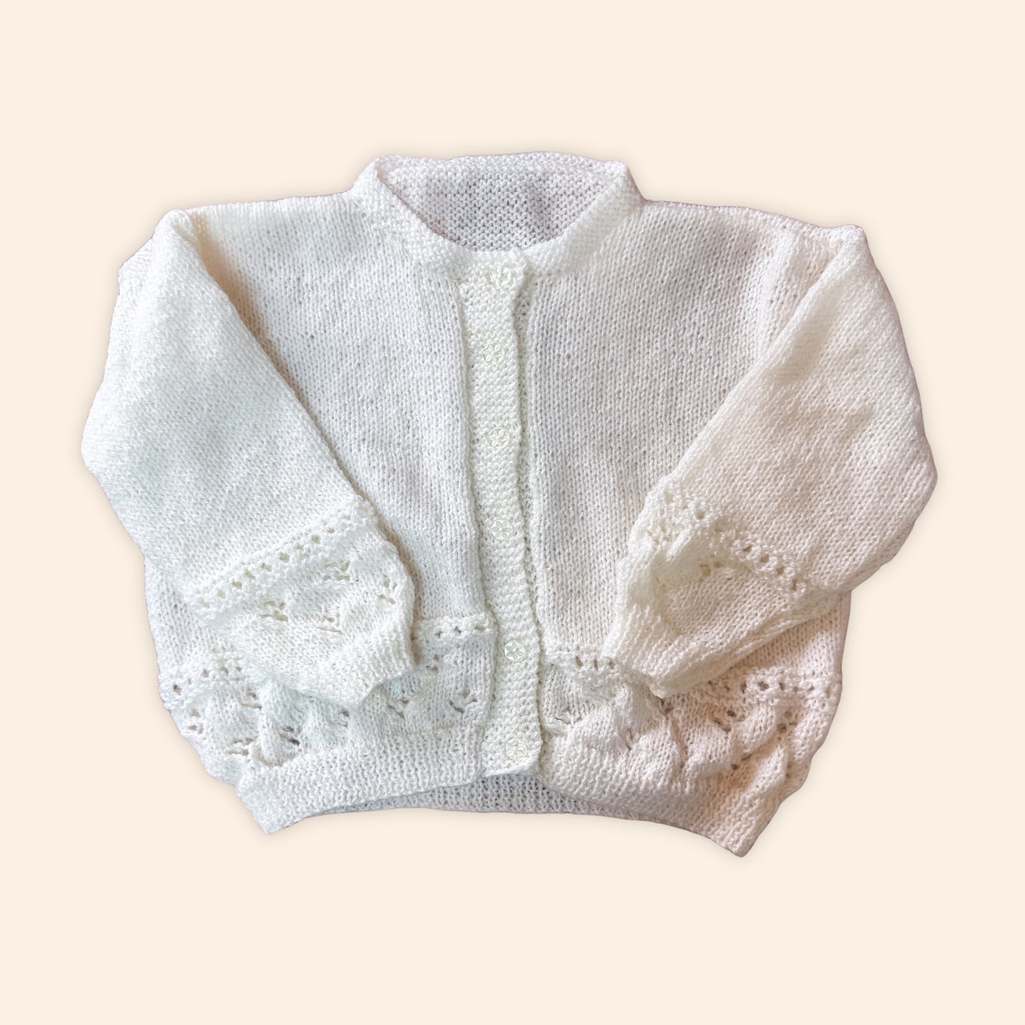 white 1-2 years hand knit cardigan