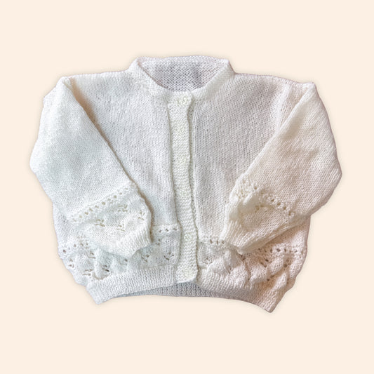 white 1-2 years hand knit cardigan