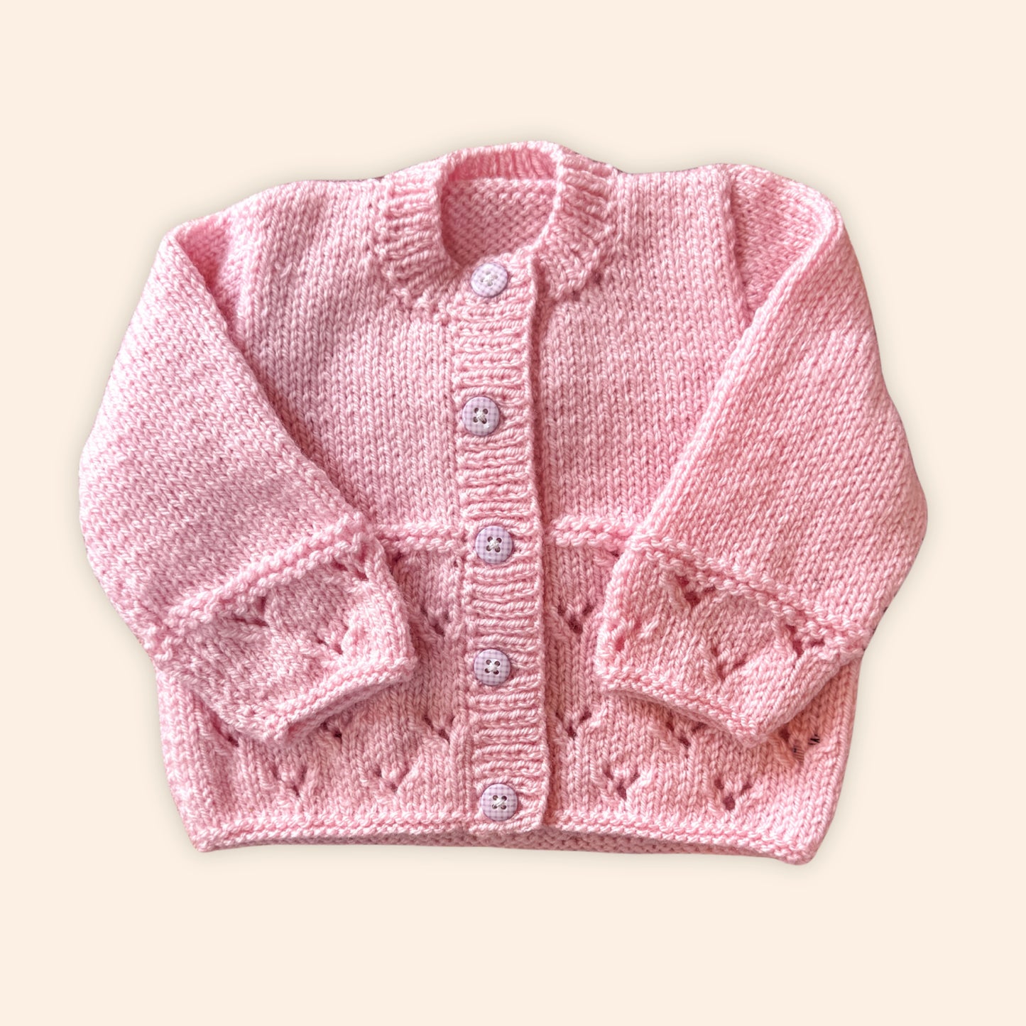 Blush pink 3-6 month hand knit cardigan