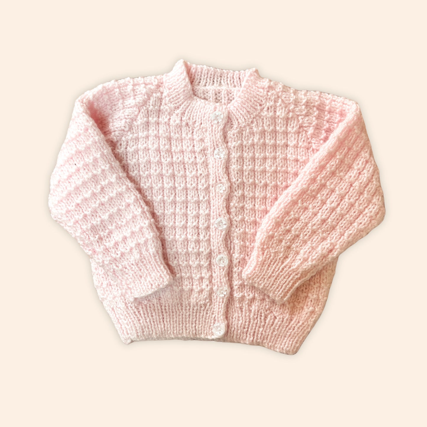 soft pink 6-12 month hand knit cardigan