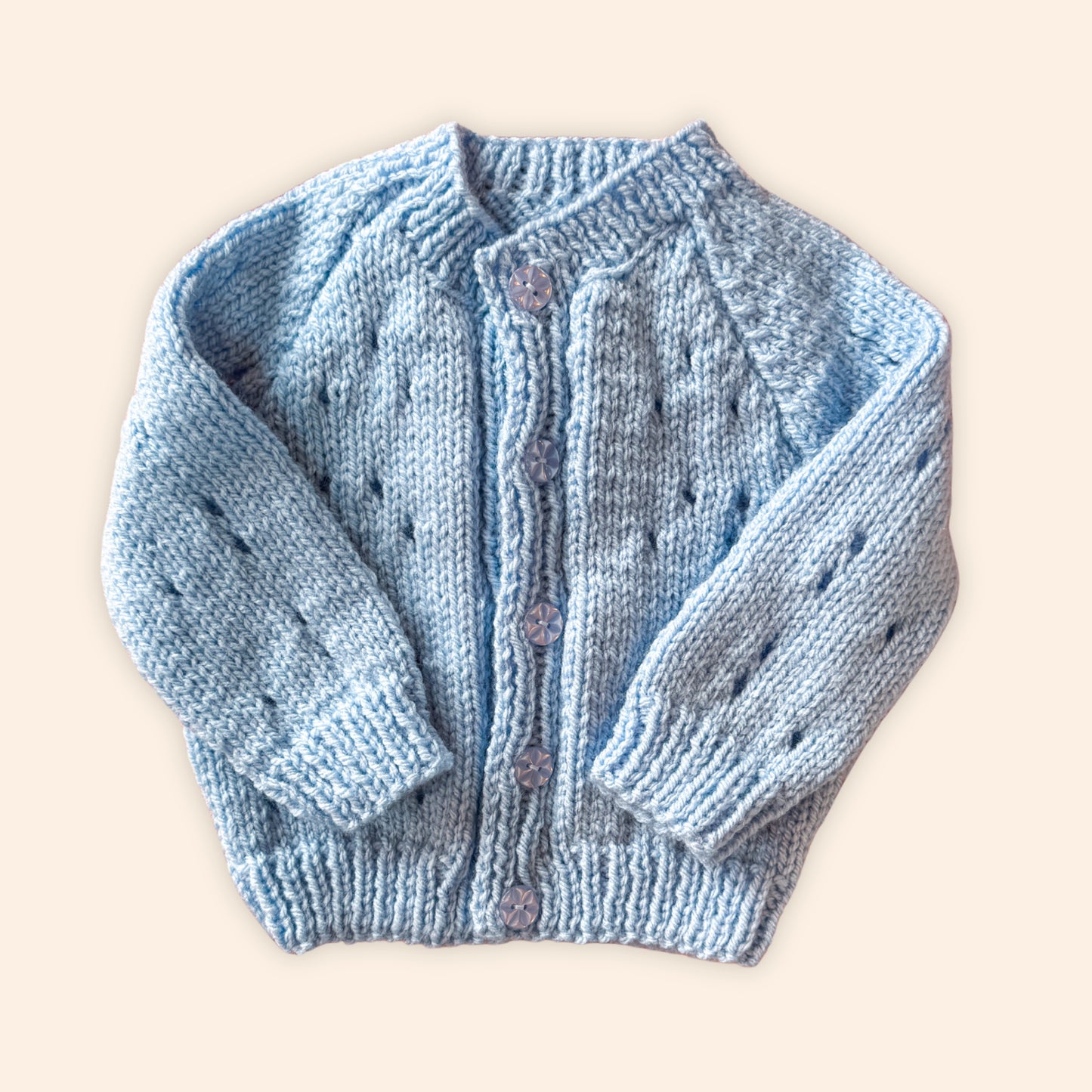 Baby blue 3-6 month hand knit cardigan