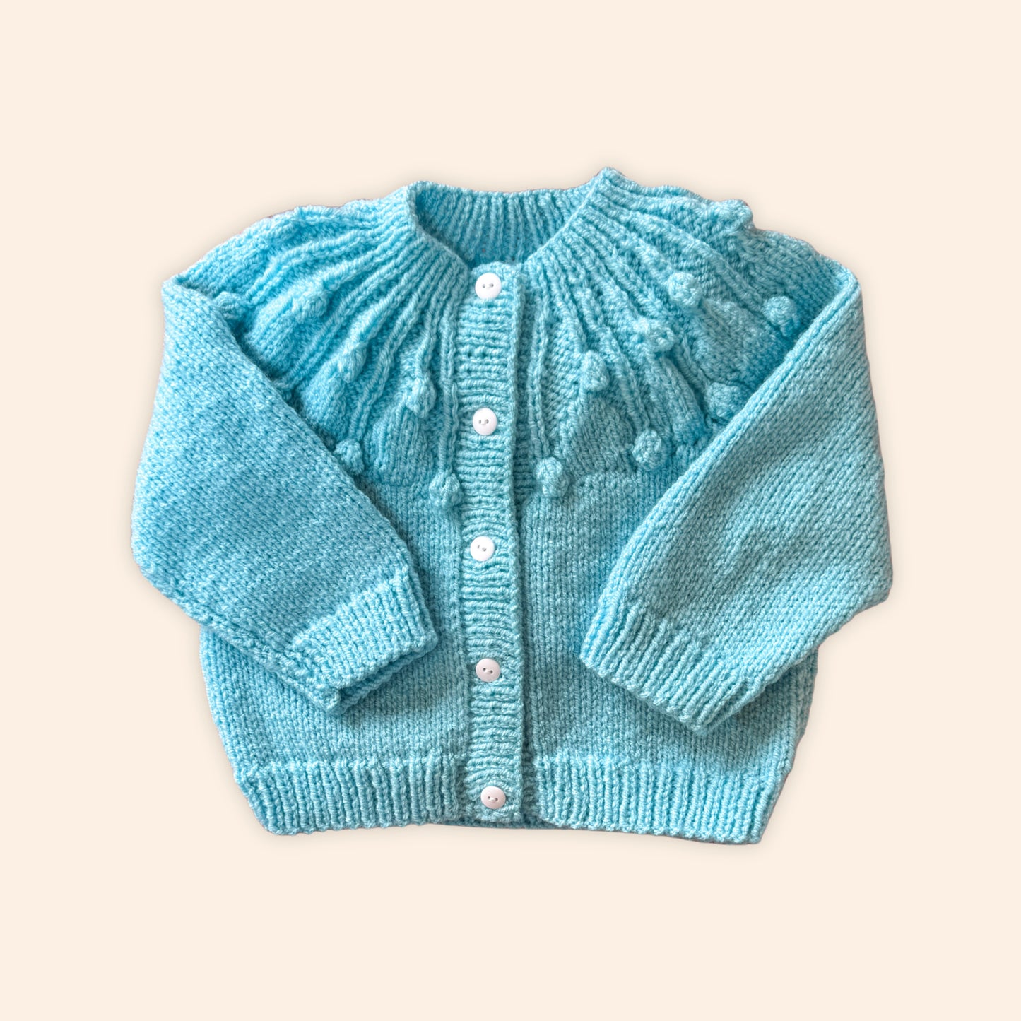 turquoise blue 6-12 month hand knit cardigan
