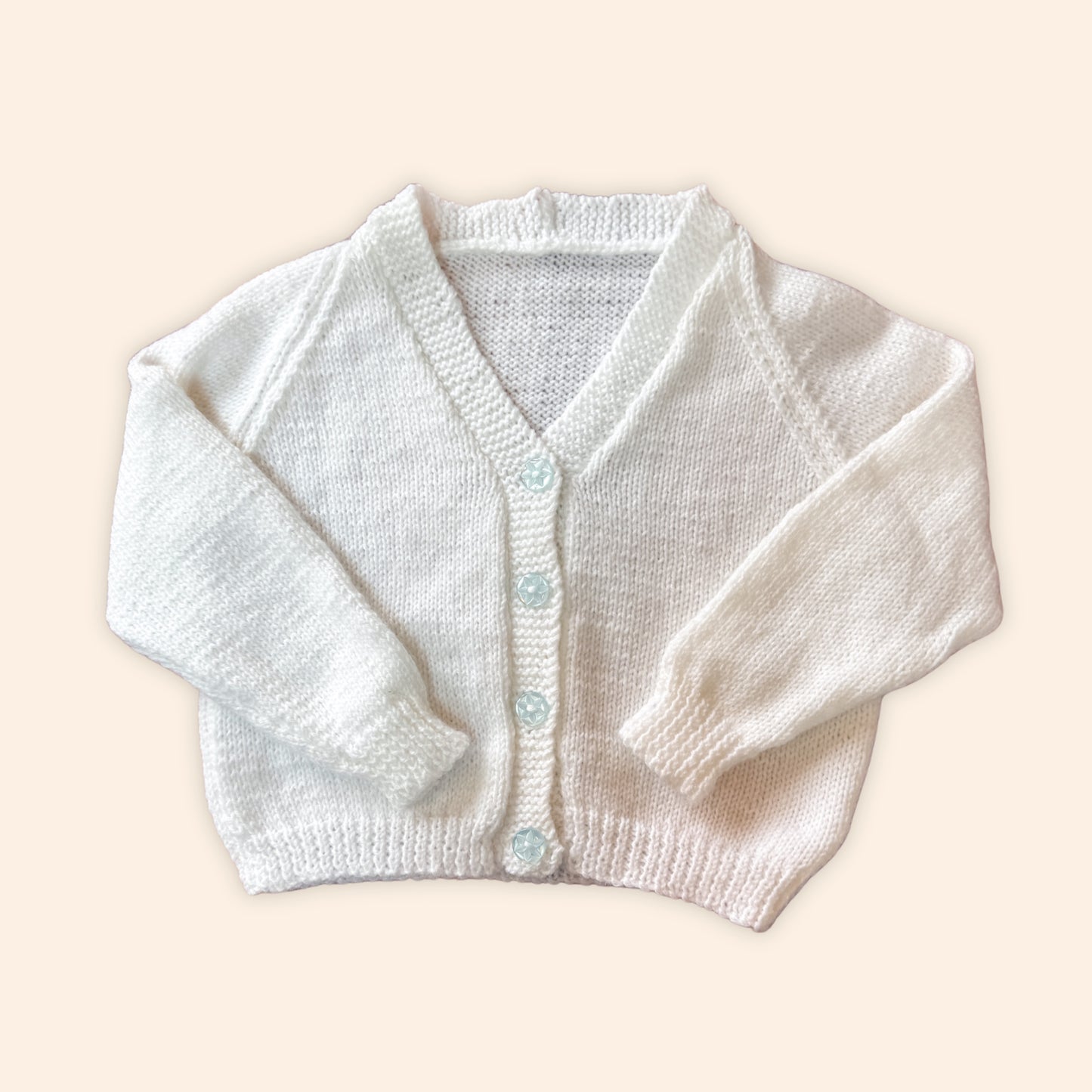 white 6-12 month hand knit cardigan