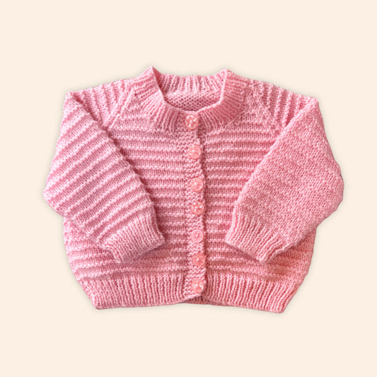 blush pink sparkle 1-2 years hand knit cardigan
