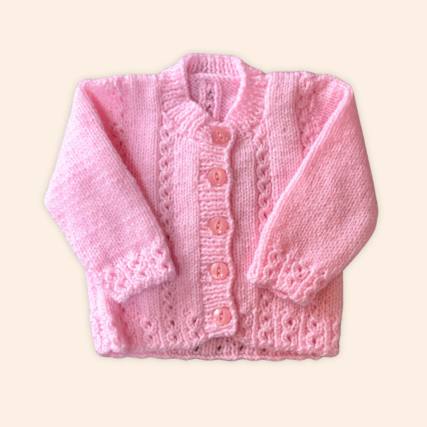 pink 0-3 month hand knit cardigan