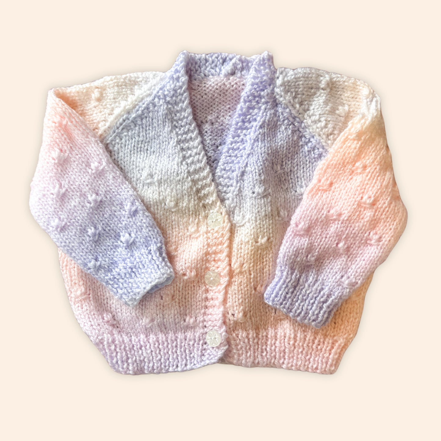 rainbow 3-6 month hand knit cardigan
