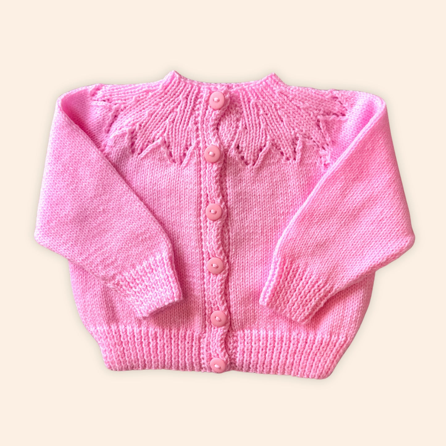 Pink 3-6 month hand knit cardigan