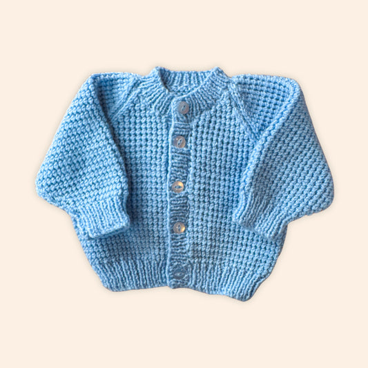 Baby blue 3-6 month hand knit cardigan